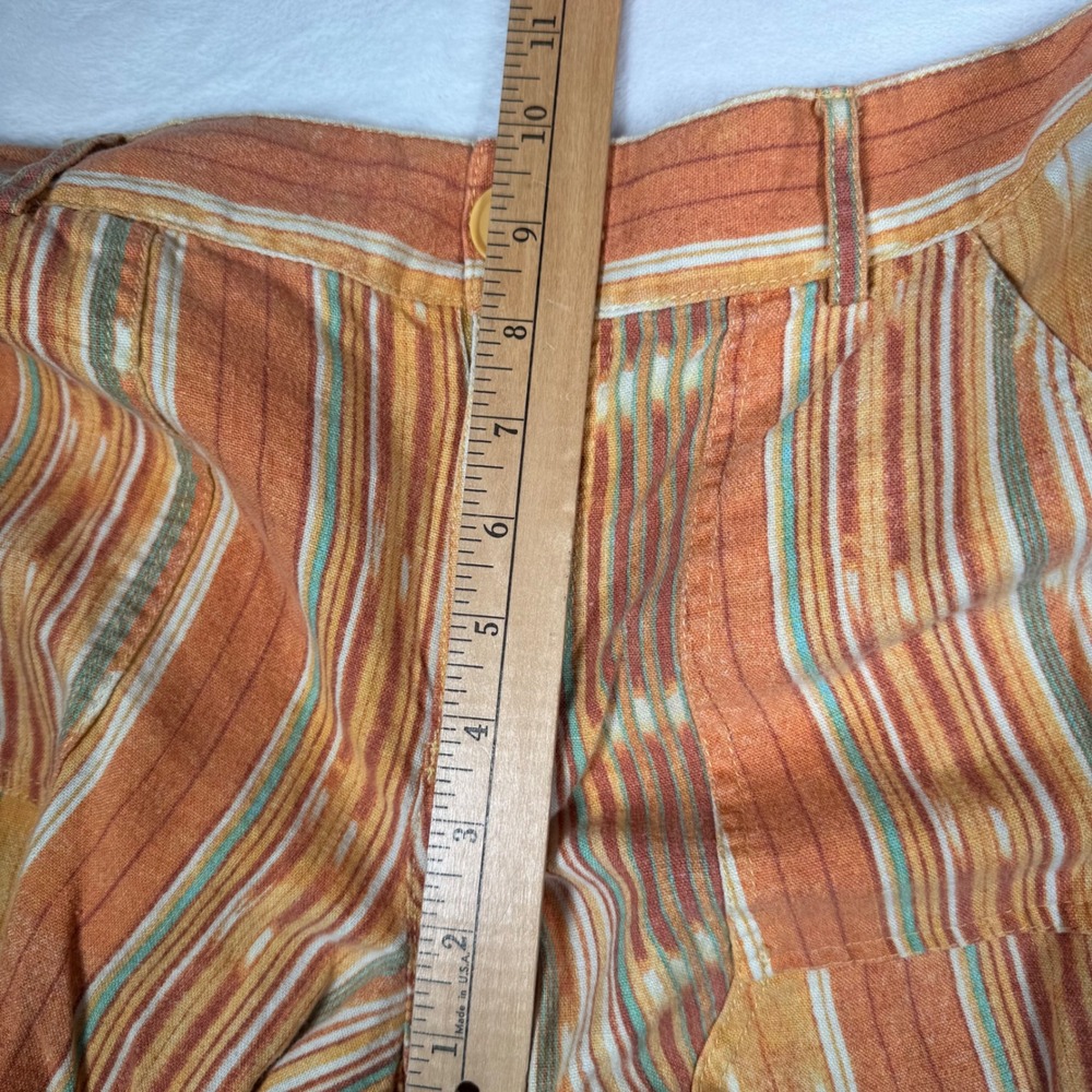 BDG Urban Outfitters Orange Ikat Stripe Wide Leg Carpenter Pants Linen Blend 2 - Picture 10 of 11